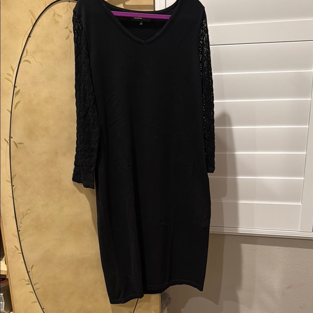 Jones New York sz L Elegant Black Lace Sleeve Dress